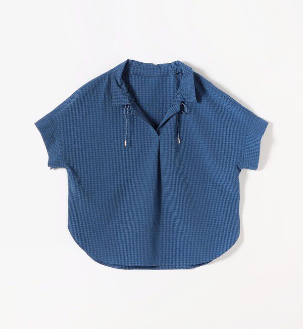 quaranciel「《予約》quaranciel:〈手洗い可能〉サッカー ドロストカラー スキッパー シャツ ブラウス」|シャツ・ブラウス|
