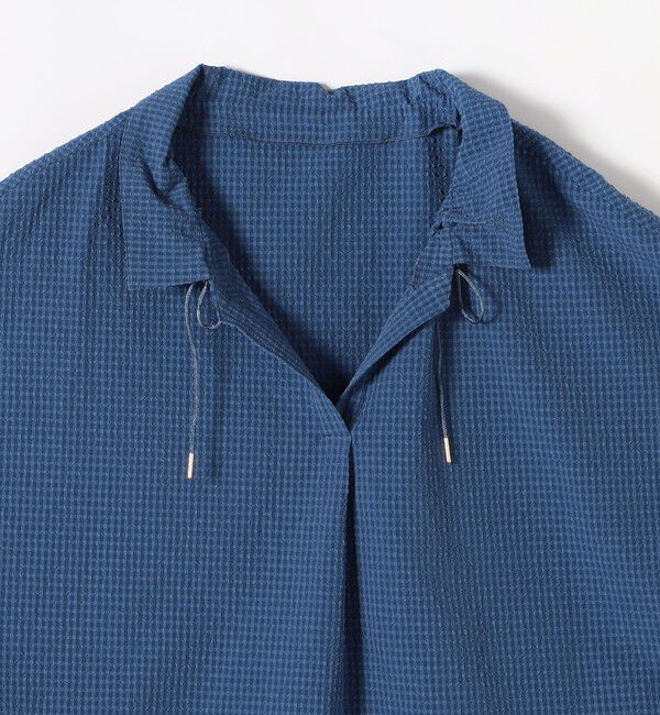 quaranciel「《予約》quaranciel:〈手洗い可能〉サッカー ドロストカラー スキッパー シャツ ブラウス」|シャツ・ブラウス|