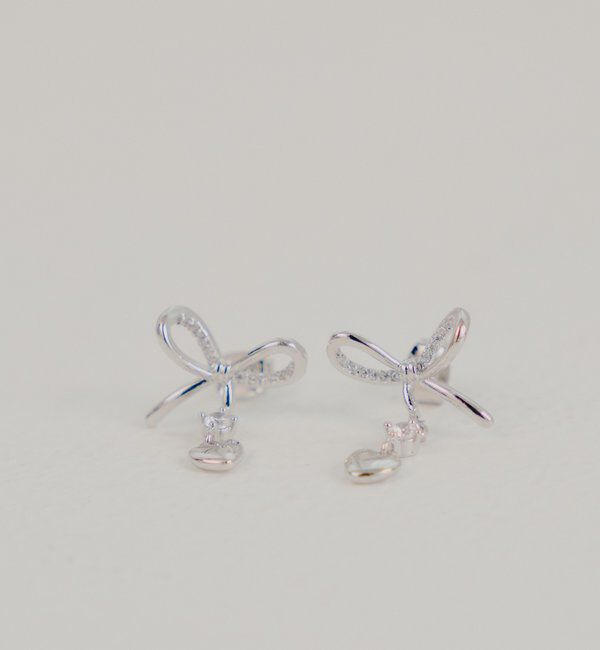  「ニュアンスビジューリボンピアス」|ピアス|