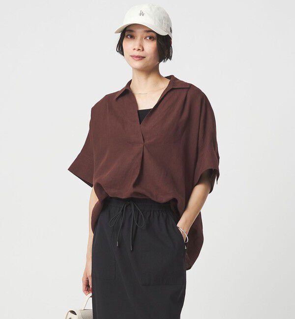 UNITED ARROWS green label relaxing「リネン スキッパー ショートスリーブ シャツ」|シャツ・ブラウス|MD.BROWN
