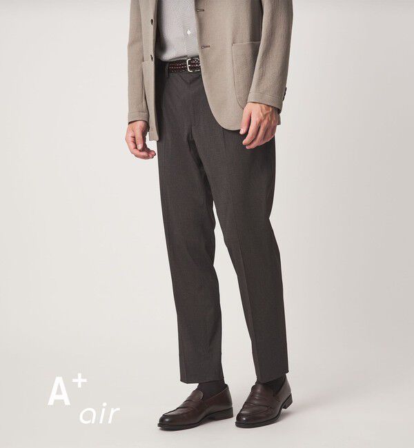 UNITED ARROWS green label relaxing「A+ air PE/PU トリコット プリント スタンダード 1プリーツ スラックス -ストレッチ・接触冷感・通気性-」|スラックス|DK.BROWN