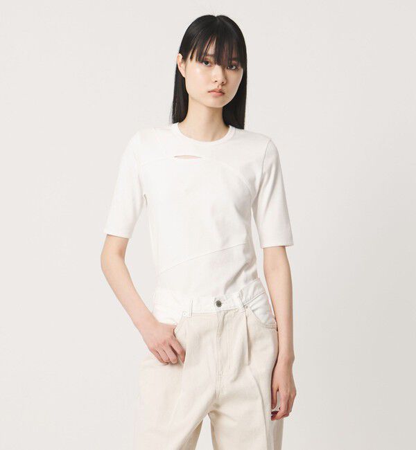 AEWEN MATOPH「＜AEWEN MATOPH＞イレギュラー パネル Tシャツ」|Tシャツ・カットソー|WHITE