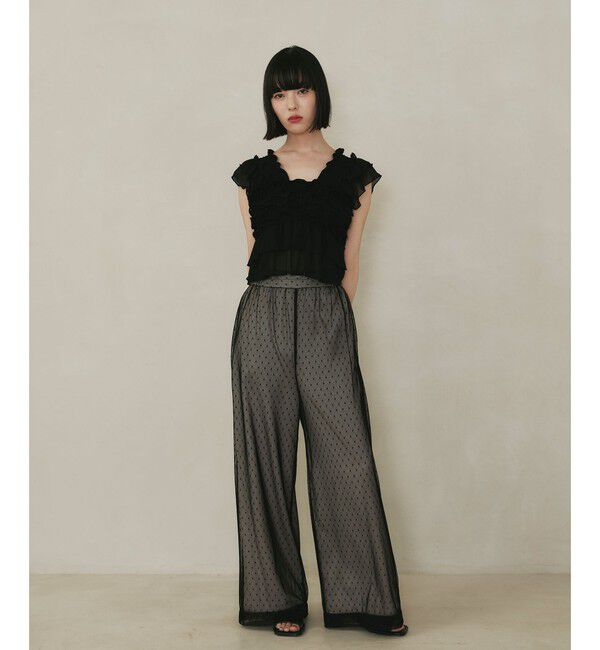 EMMEL REFINES「＜EMMEL REFINES＞EM ドットチュール レイヤー パンツ」|チノ|BLACK