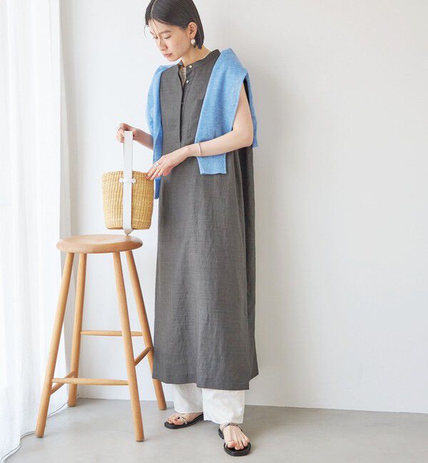 SHIPS for women「〈接触冷感/UVカット/吸水速乾/洗濯機可能〉SUUSUU タック スリーブ ワンピース」|ワンピース|ダークグレー