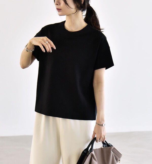 quaranciel「《予約》quaranciel:〈洗濯機可能〉ライト ポンチ バッグ ボタン ショートスリーブ TEE」|Tシャツ・カットソー|