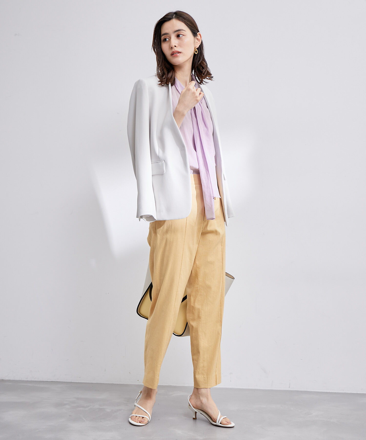 ROPE「【雑誌掲載】【洗える】前後2WAYフレンチスリーブボウタイブラウス/セットアップ対応」|シャツ・ブラウス|