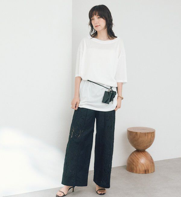  「【A・MONN】【吸水速乾/接触冷感】オープンネックチュニックTee」|Tシャツ・カットソー|