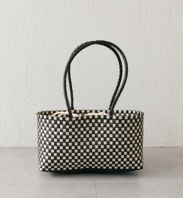  「【NHE】ロングハンドカゴバッグ」|かごバッグ|ブラック