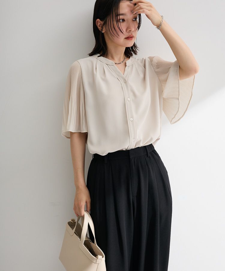 Green Parks「袖プリーツブラウス」|シャツ・ブラウス|Beige