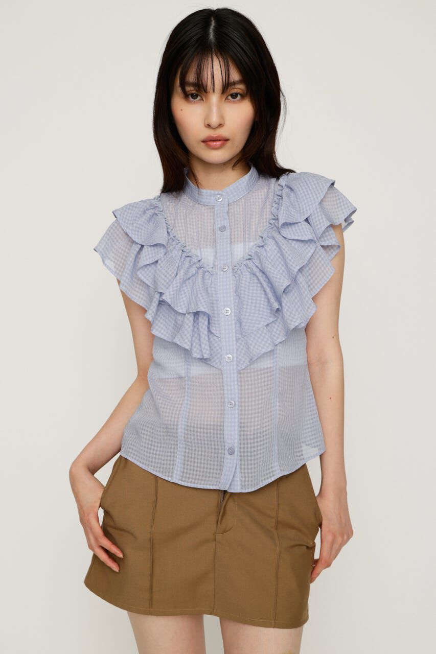 SLY「FRILL RIBBON ブラウス」|シャツ・ブラウス|L/PUR1