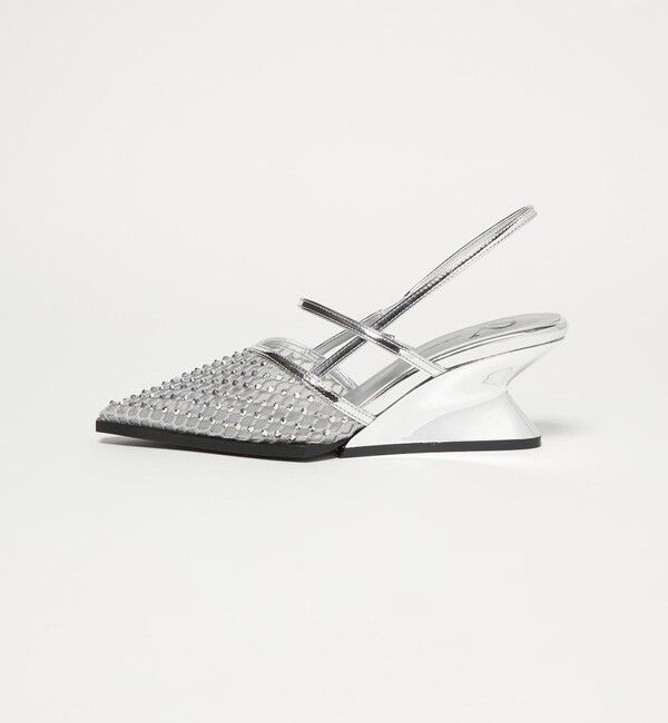ODETTE E ODILE「＜SY＞ ポインテッド ビジュー ウェッジ バックベルト サンダル60&uarr;」|サンダル|SILVER