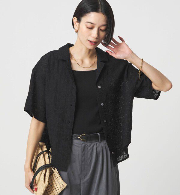 UNITED ARROWS green label relaxing「ジャガード シャツ」|シャツ・ブラウス|BLACK