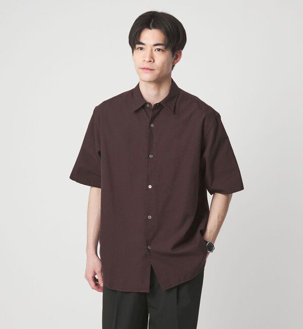 UNITED ARROWS green label relaxing「FINE BASIC スビン オックスフォード ジャストルーズ 半袖 シャツ」|シャツ・ブラウス|DK.BROWN