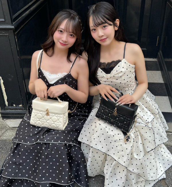  「【Osoroi  Collection】リボンティアードドットロングワンピ」|ワンピース|