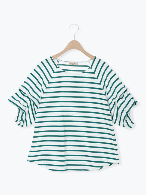 Samansa Mos2「◇【接触冷感】アソート袖タックプルオーバー」|Tシャツ・カットソー|グリーン