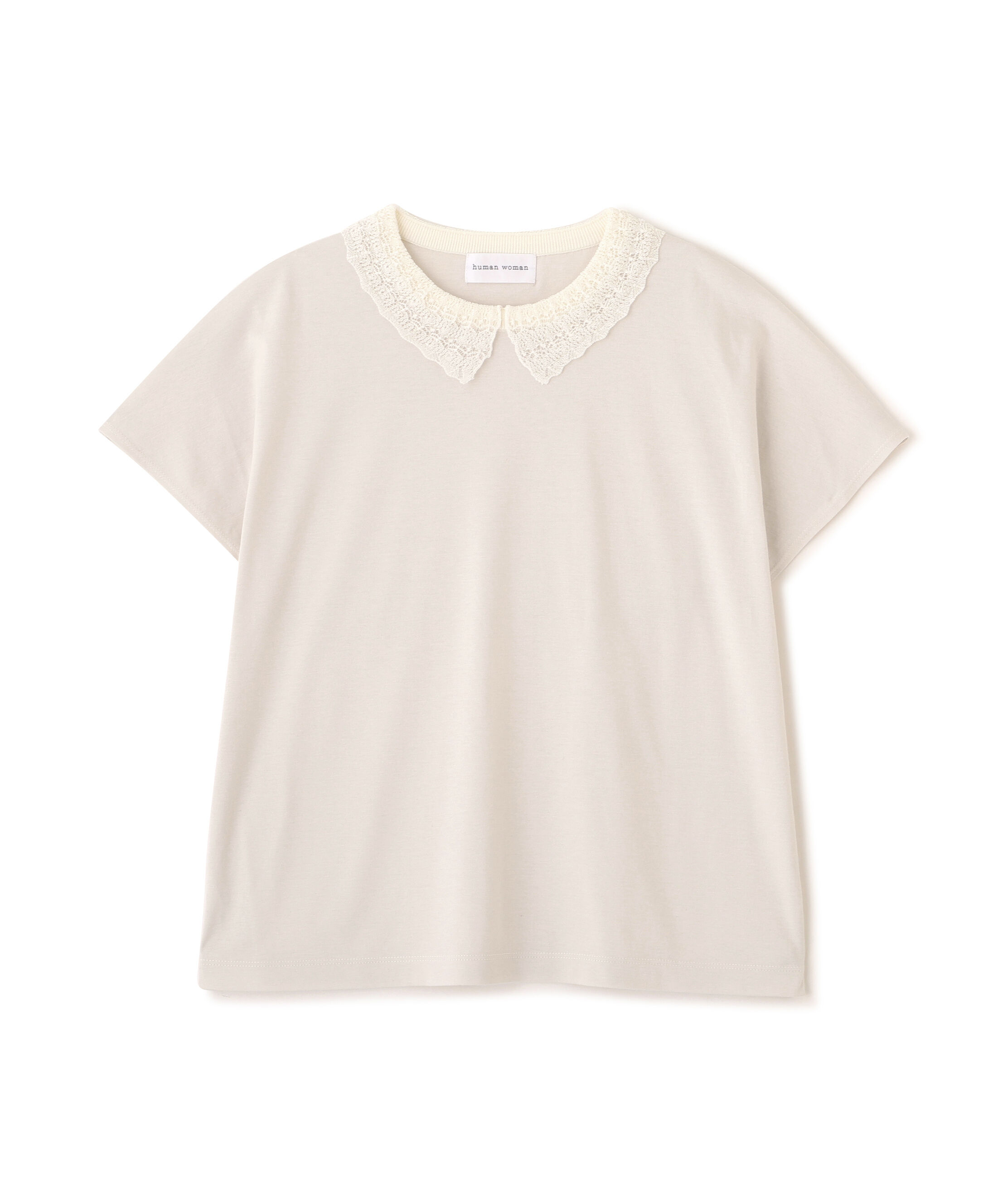  「◆レース衿スムースＴシャツ」|Tシャツ・カットソー|