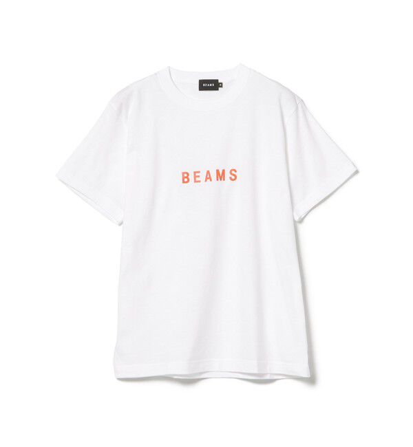 BEAMS「BEAMS｜BEAMS ロゴ Tシャツ ①｜ 半袖 Tシャツ｜ロゴT プリント｜ベーシックフィット」|Tシャツ・カットソー|WHITE