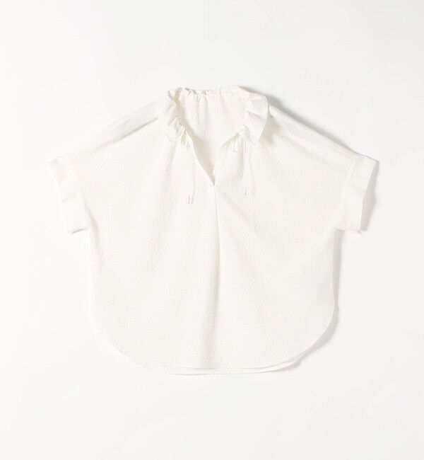 quaranciel「《予約》quaranciel:〈手洗い可能〉サッカー ドロストカラー スキッパー シャツ ブラウス」|シャツ・ブラウス|