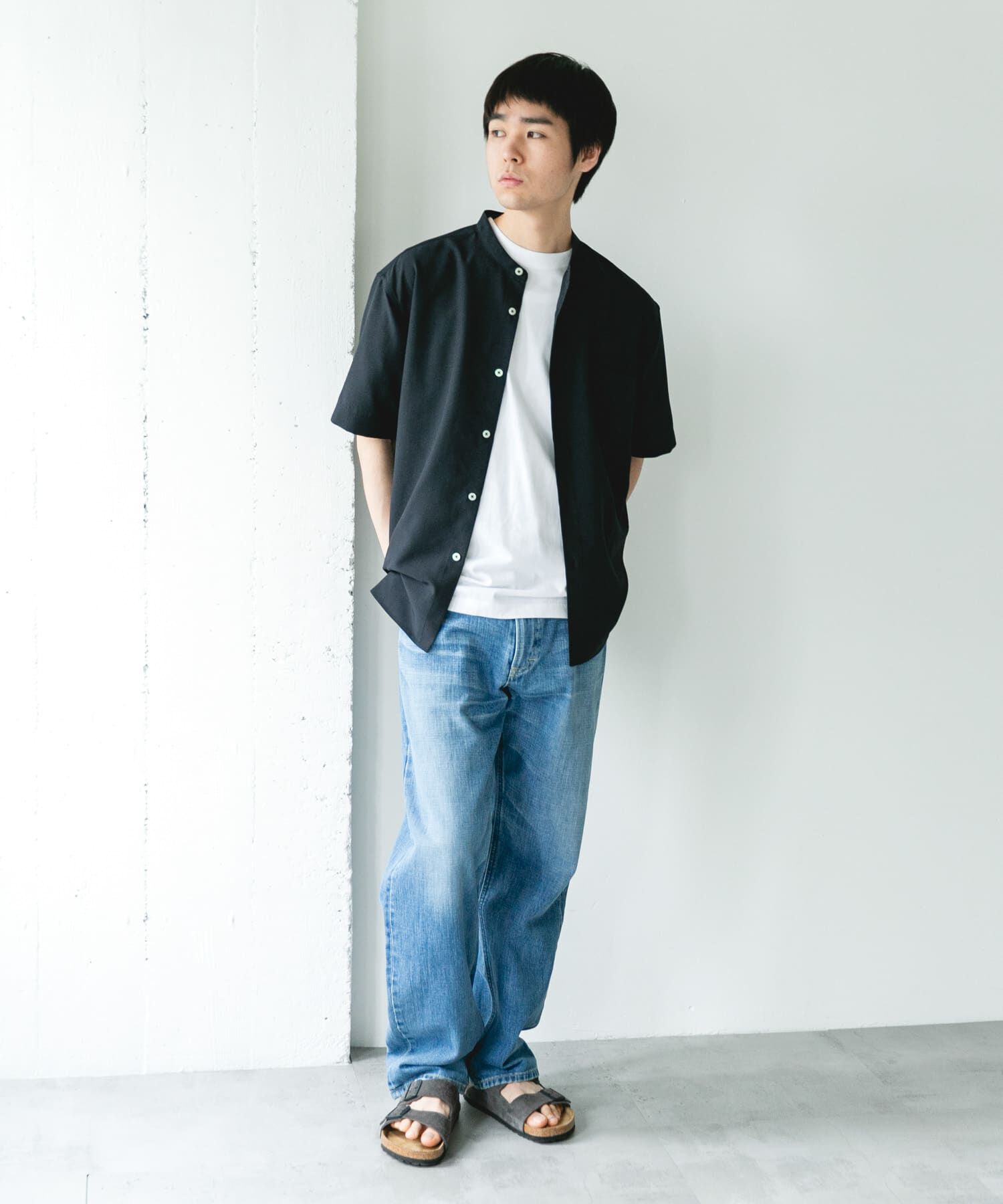 URBAN RESEARCH DOORS「『吸水速乾』セオアルファバンドカラーショートスリーブシャツ」|シャツ・ブラウス|