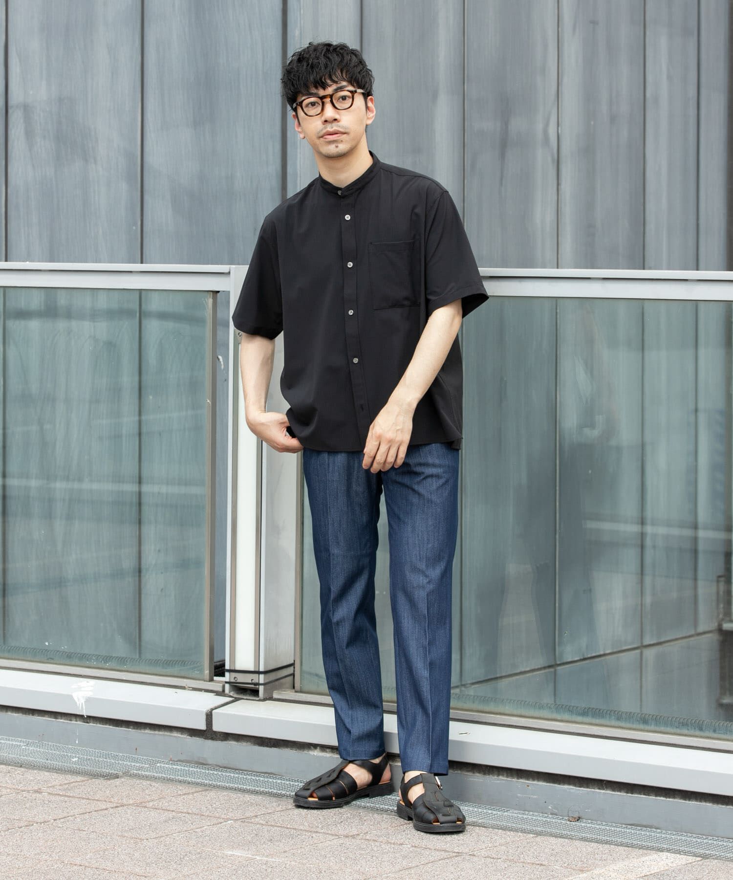 URBAN RESEARCH ROSSO「『WEB限定』『XLサイズあり』『吸水速乾』Air Stretch バンドカラーシャツ」|シャツ・ブラウス|