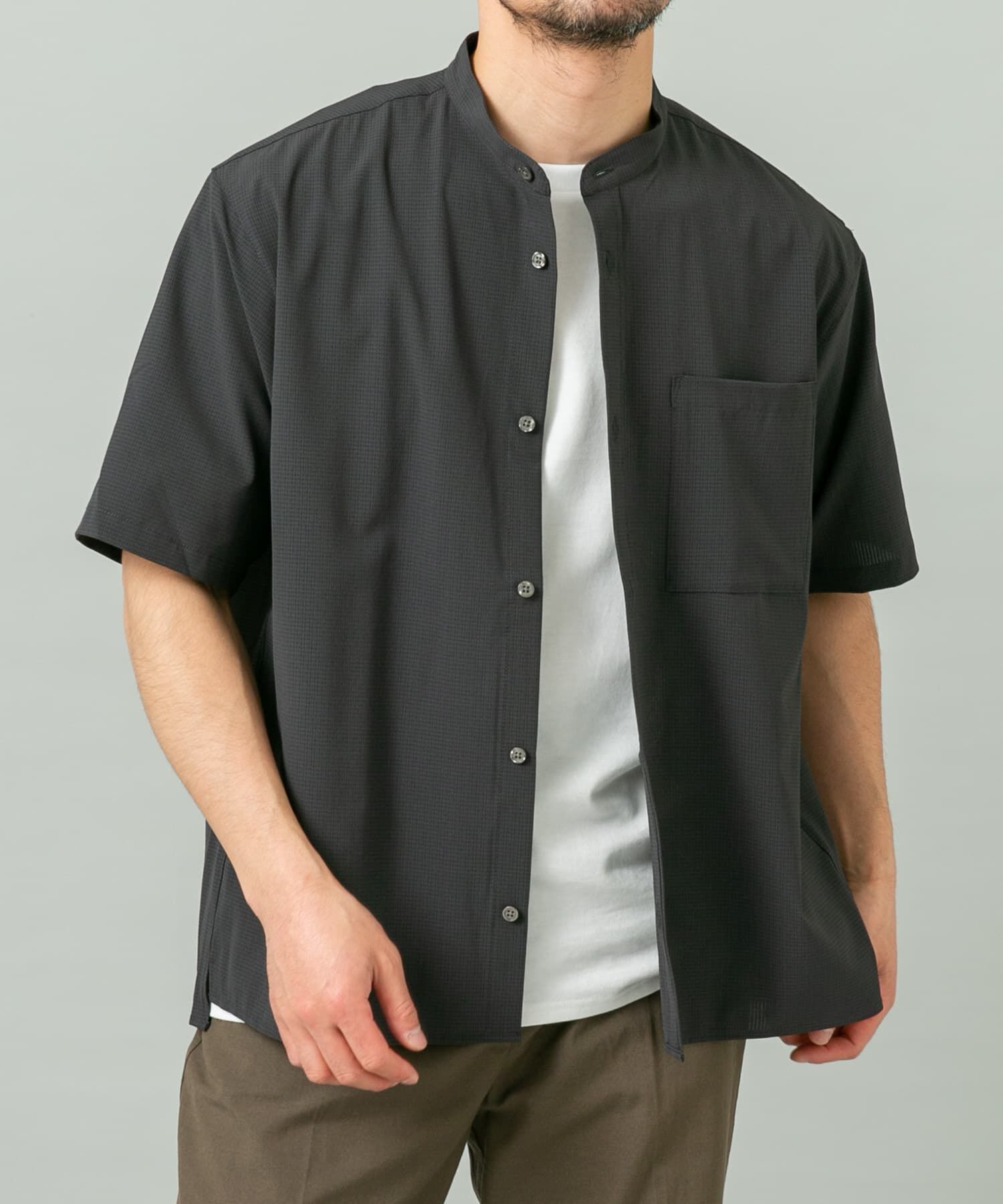 URBAN RESEARCH ROSSO「『WEB限定』『XLサイズあり』『吸水速乾』Air Stretch バンドカラーシャツ」|シャツ・ブラウス|