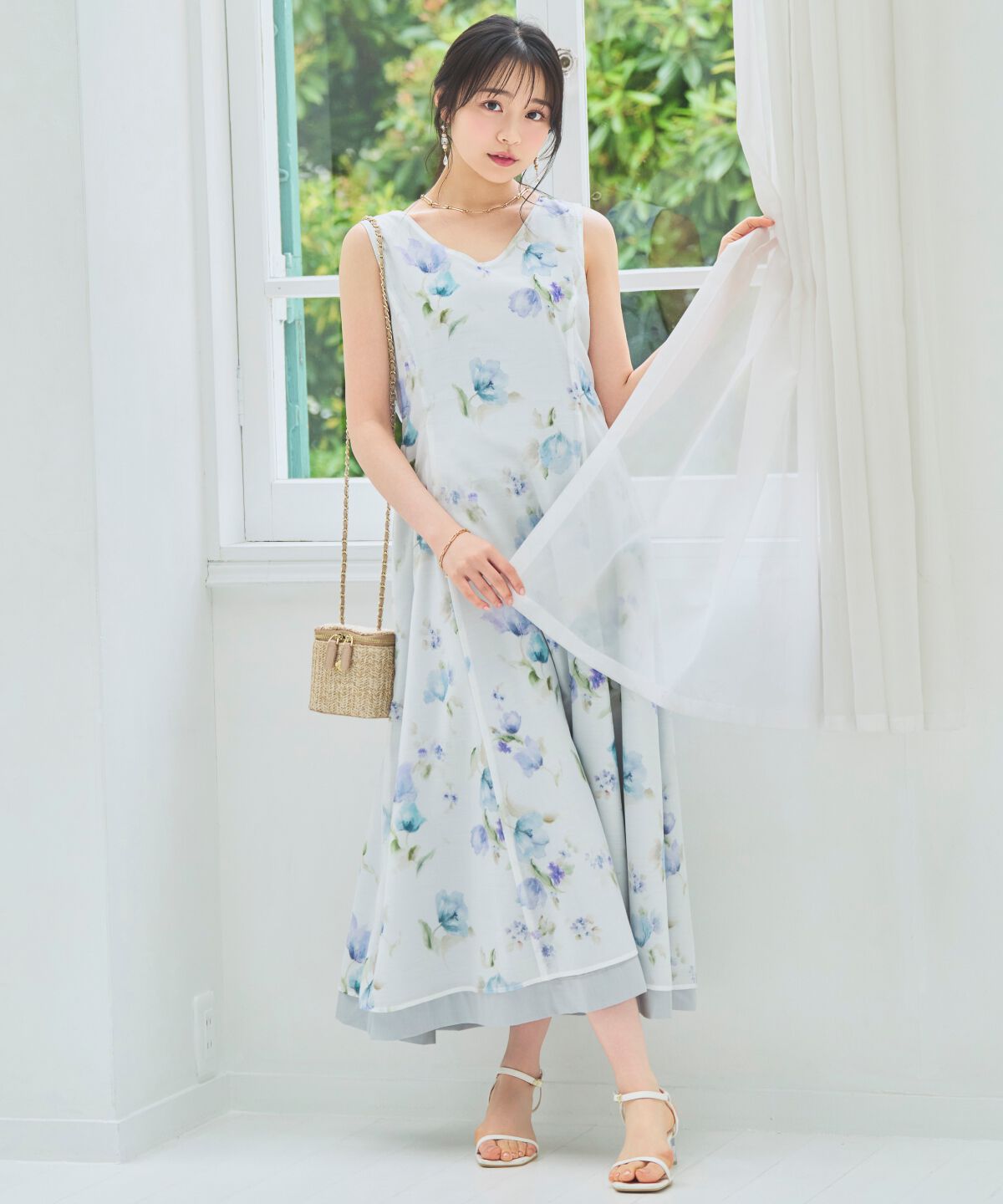 WILLSELECTION「ウォーターフラワープリントリバーシブルワンピース」|ワンピース|白系花柄