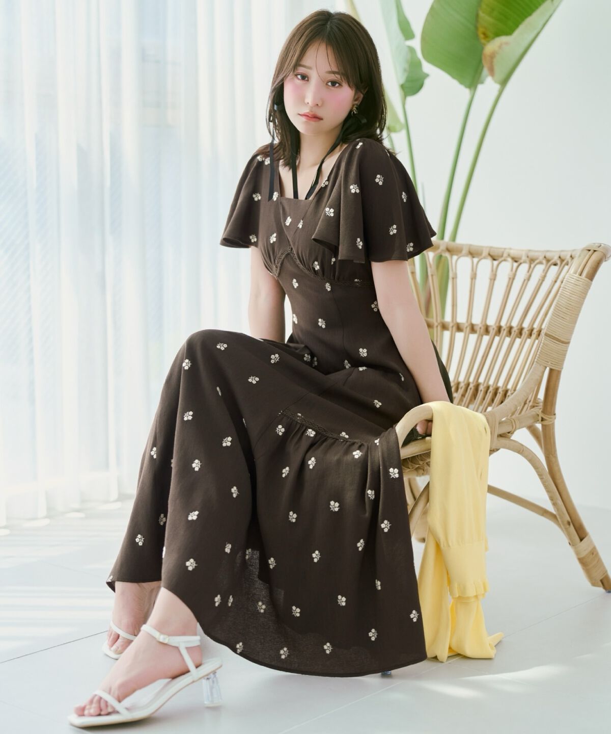 WILLSELECTION「小花刺繍フレアスリーブワンピース」|ワンピース|ﾀﾞｰｸﾌﾞﾗｳﾝ