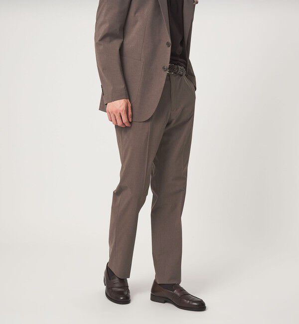 UNITED ARROWS green label relaxing「A+ ポリエステル ピンヘッド スタンダード イージー NP スラックス セットアップパンツ -ウォッシャブル・」|スラックス|MD.BROWN