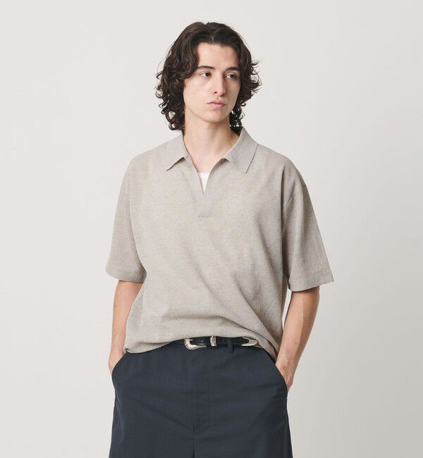 BEAUTY&YOUTH UNITED ARROWS「KNITEE リネンブレンド メリノ スキッパー ニット Tシャツ ウォッシャブル」|ニット・セーター|