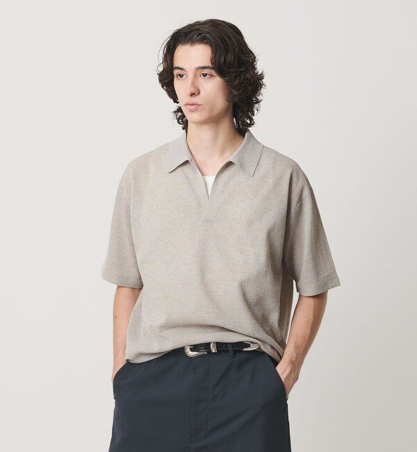 BEAUTY&YOUTH UNITED ARROWS「KNITEE リネンブレンド メリノ スキッパー ニット Tシャツ ウォッシャブル」|ニット・セーター|