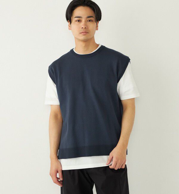 SHIPS Colors 「SHIPS Colors:〈洗濯機可能〉ベスト Tシャツ アンサンブル◇」|ニット・セーター|ネイビー