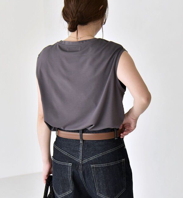 quaranciel「《予約》quaranciel:〈洗濯機可能〉スパンコール ロゴ 刺繍 フレンチスリーブ TEE」|Tシャツ・カットソー|