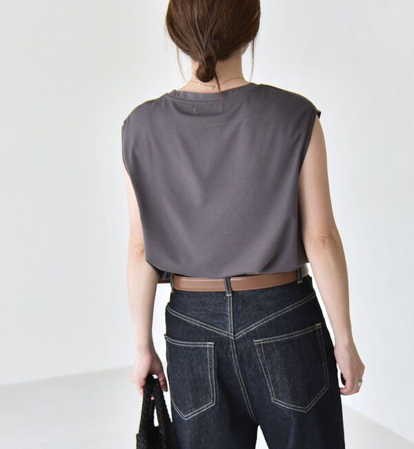 quaranciel「《予約》quaranciel:〈洗濯機可能〉スパンコール ロゴ 刺繍 フレンチスリーブ TEE」|Tシャツ・カットソー|