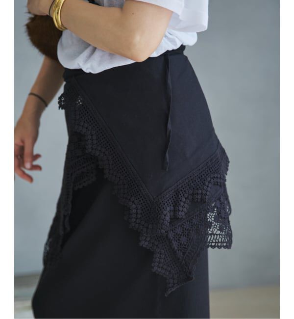 Plage「《予約》Cotton lace スカーフ」|バンダナ・スカーフ|ブラック
