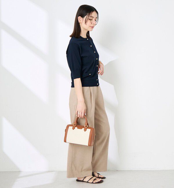 NOLLEY'S「《手洗い可能》エアリーストレッチ5分袖Cネックカーディガン」|カーディガン|