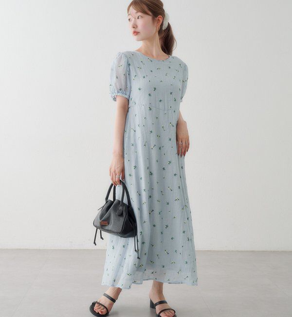  「【2サイズ展開/低身長サイズ】フラワーパフワンピース」|ワンピース|