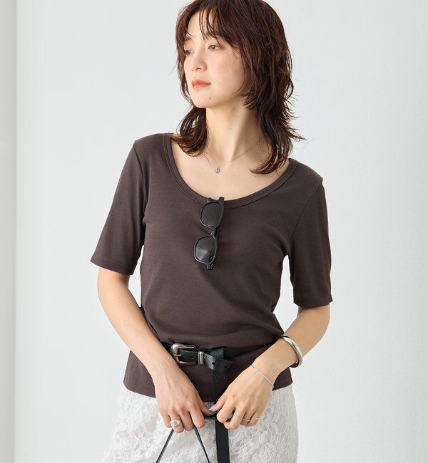  「【すっきり見え/通気性/帯電性/洗濯機洗い可】キュプラコットンテレコTee」|Tシャツ・カットソー|