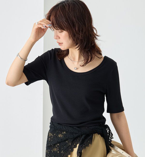  「【すっきり見え/通気性/帯電性/洗濯機洗い可】キュプラコットンテレコTee」|Tシャツ・カットソー|