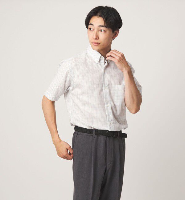 UNITED ARROWS green label relaxing「エブリット TC パナマ チェック スタンダード ボタンダウン ショートスリーブ シャツ -イージーアイロン・」|シャツ・ブラウス|LIME