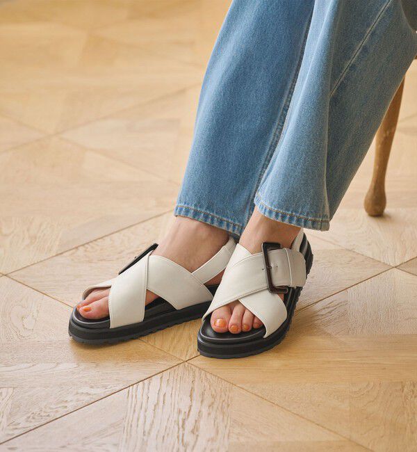BEAUTY&YOUTH UNITED ARROWS「ビッグバックル クロスストラップ サンダル」|サンダル|