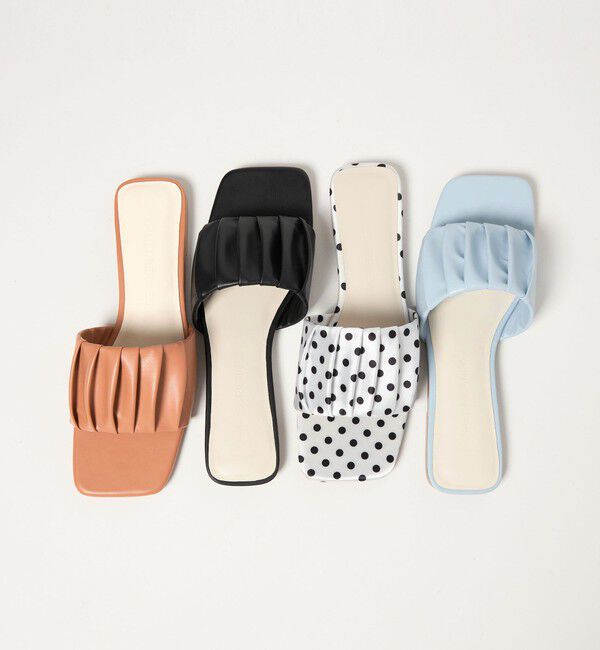EMMEL REFINES「＜EMMEL REFINES＞EM ギャザー フラット サンダル」|サンダル|WHITE
