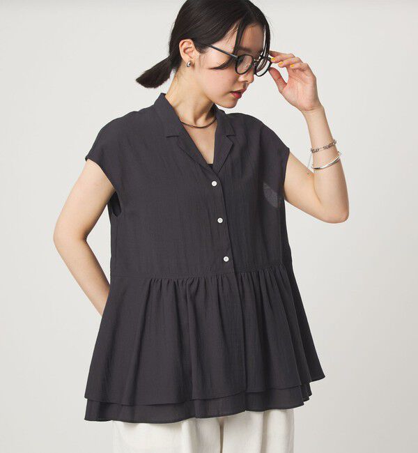 UNITED ARROWS green label relaxing「【WEB限定】＜at ease＞ペプラム ブラウス」|シャツ・ブラウス|DK.GRAY