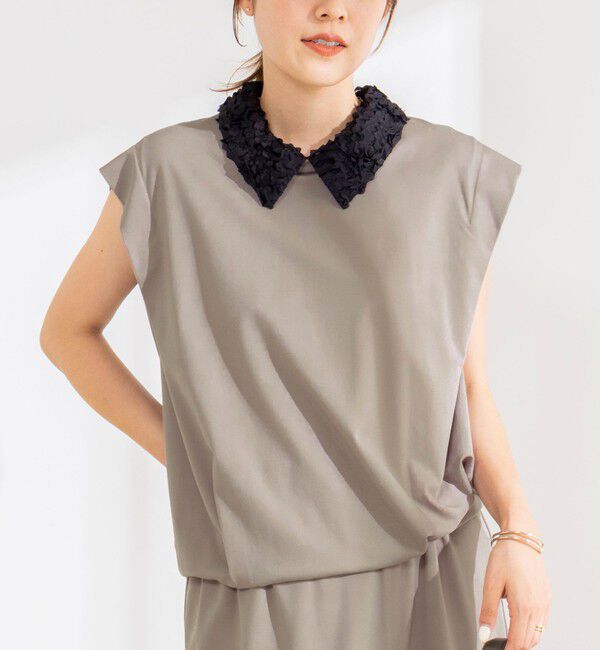 NOLLEY'S「《セットアップ対応/接触冷感》【BECシリーズ】ウォッシャブルハイスペックジャージノースリーブ」|Tシャツ・カットソー|ベージュ