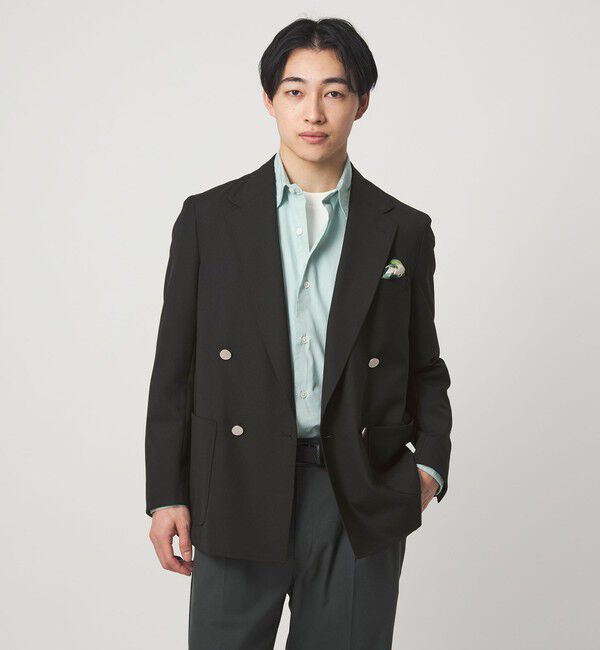 UNITED ARROWS green label relaxing「TW トロピカル ダブルブレスト 4B ブレザー ジャケット」|テーラードジャケット|BLACK