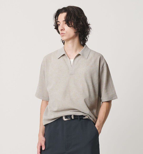 BEAUTY&YOUTH UNITED ARROWS「KNITEE リネンブレンド メリノ スキッパー ニット Tシャツ ウォッシャブル」|ニット・セーター|LT.GRAY