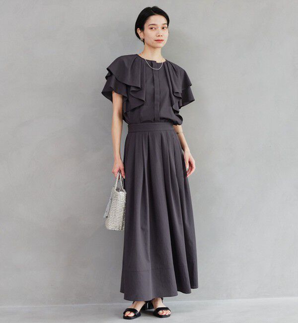 UNITED ARROWS green label relaxing「Breeze Cool  ラッフル ブラウス マシンウォッシャブル 吸水速乾 通気性 UVカット」|シャツ・ブラウス|