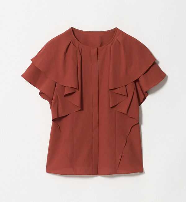 UNITED ARROWS green label relaxing「Breeze Cool  ラッフル ブラウス マシンウォッシャブル 吸水速乾 通気性 UVカット」|シャツ・ブラウス|RED
