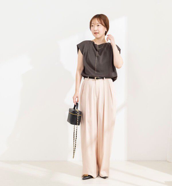 NOLLEY'S sophi「《セットアップ対応》ウォッシャブルピーチサテンフレンチブラウス」|シャツ・ブラウス|