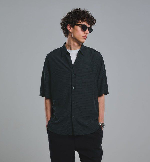 UNITED ARROWS green label relaxing「シアー ギンガムチェック ジャストルーズ 半袖 シャツ」|シャツ・ブラウス|DK.GREEN
