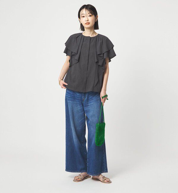UNITED ARROWS green label relaxing「Breeze Cool  ラッフル ブラウス マシンウォッシャブル 吸水速乾 通気性 UVカット」|シャツ・ブラウス|
